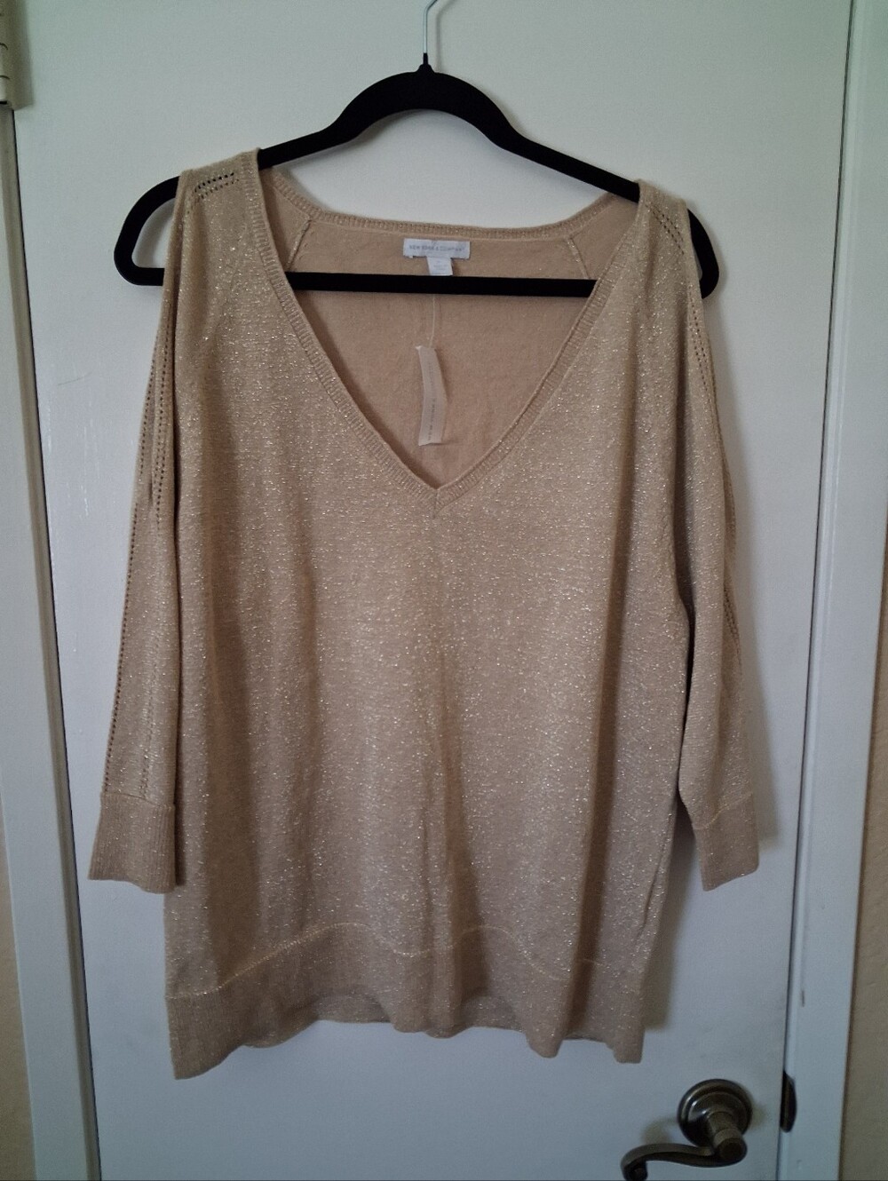New York& Co. Gold Shimmer Dolman Top XL